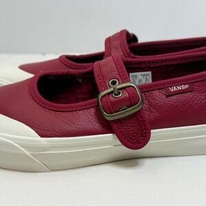 Vans Mary Jane Red Leather Buckle Flats Women’s NWT